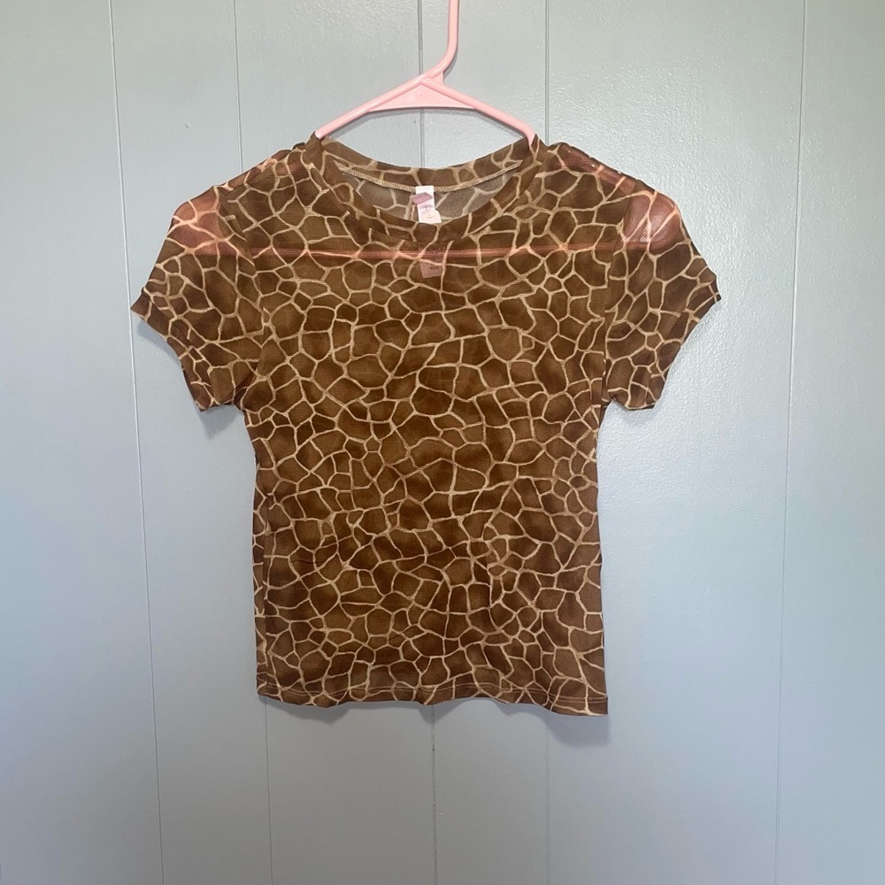 Victoria’s Secret Giraffe Pattern Sheer Baby Crop Tee Small NWT